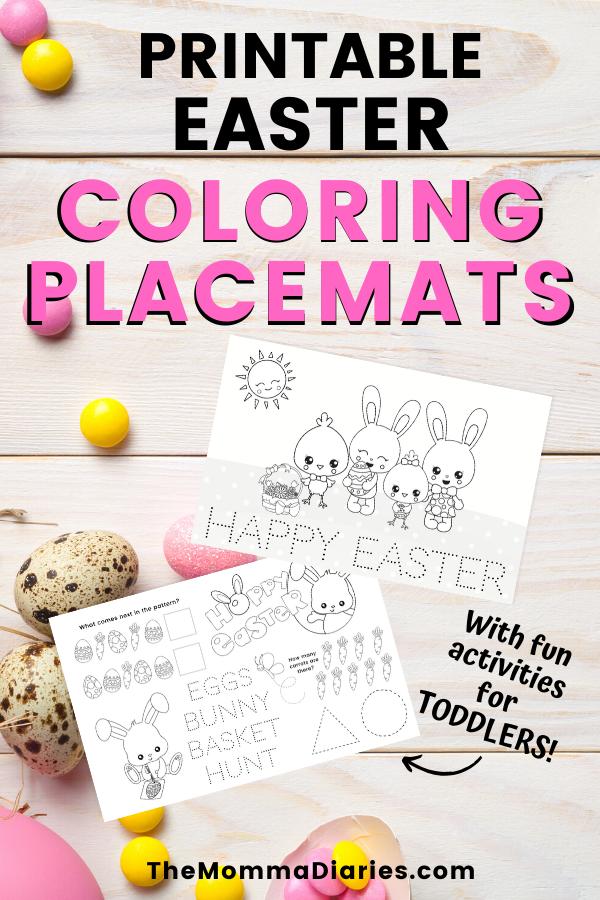 Easter kids placemats, printable easter activities for kids