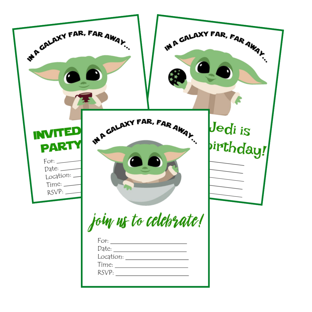 baby yoda party printable invitations